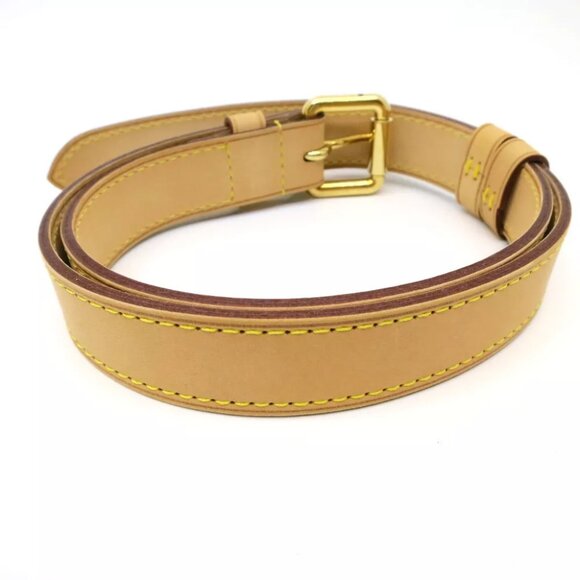 Authentic LOUIS VUITTON Shoulder Strap For LV Bags Beige Leather